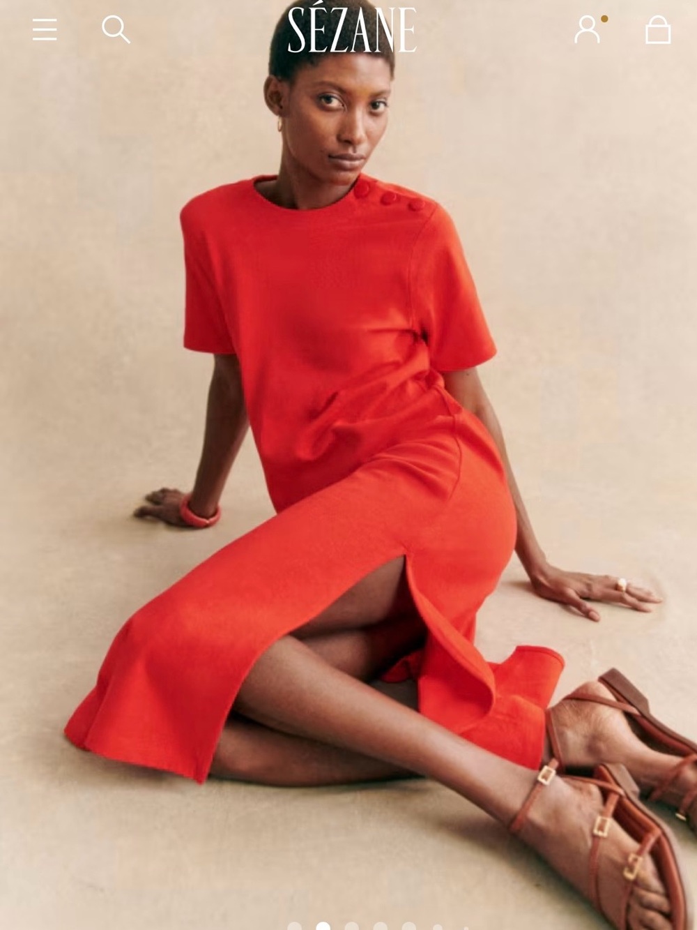 Sezane Emy dress bright coral Sz S